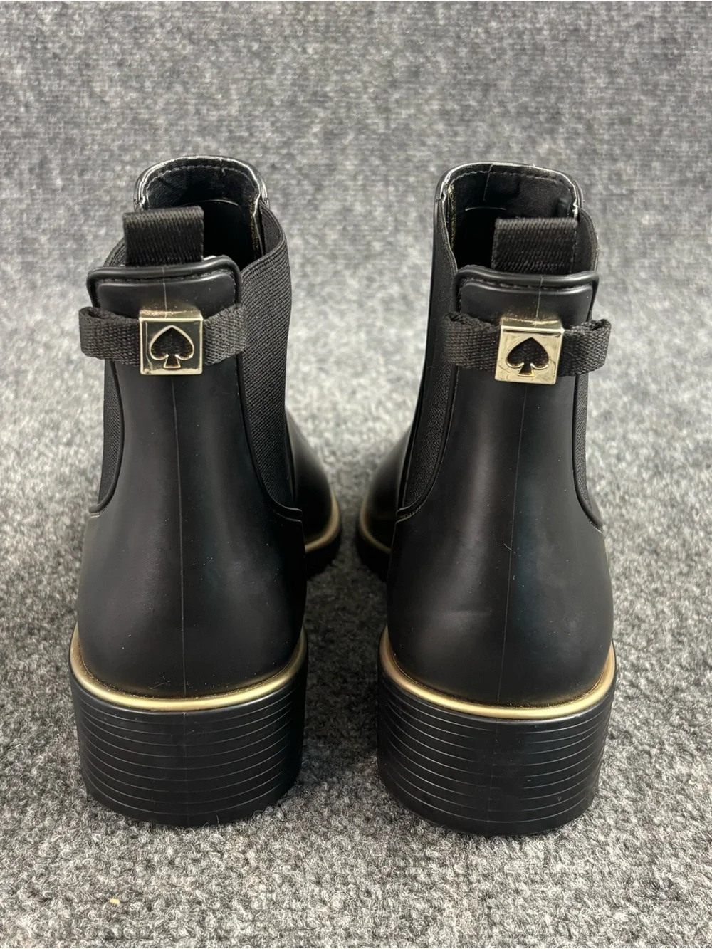 kate spade Black Waterproof Chelsea Ankle Boots with Gold Accent